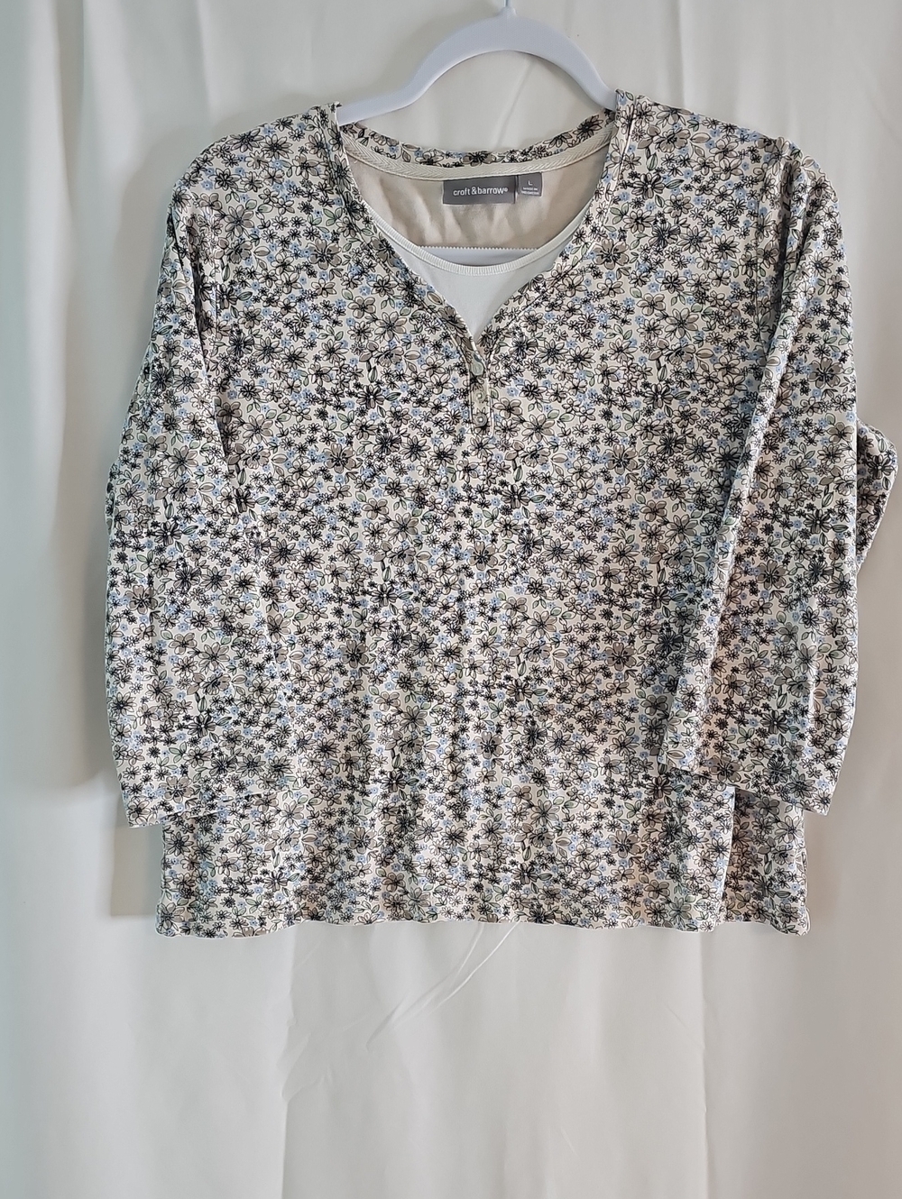 Croft & Barrow 100% Cotton  Cream Floral Tunic